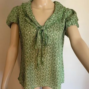 Banana Republic green mod pussycat bow blouse